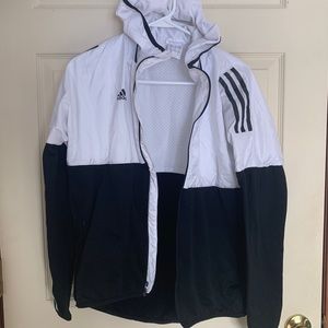 Adidas wind breaker with hood and thump hole